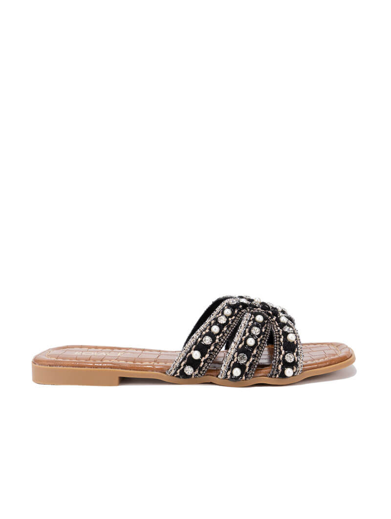 Mules plates avec strass